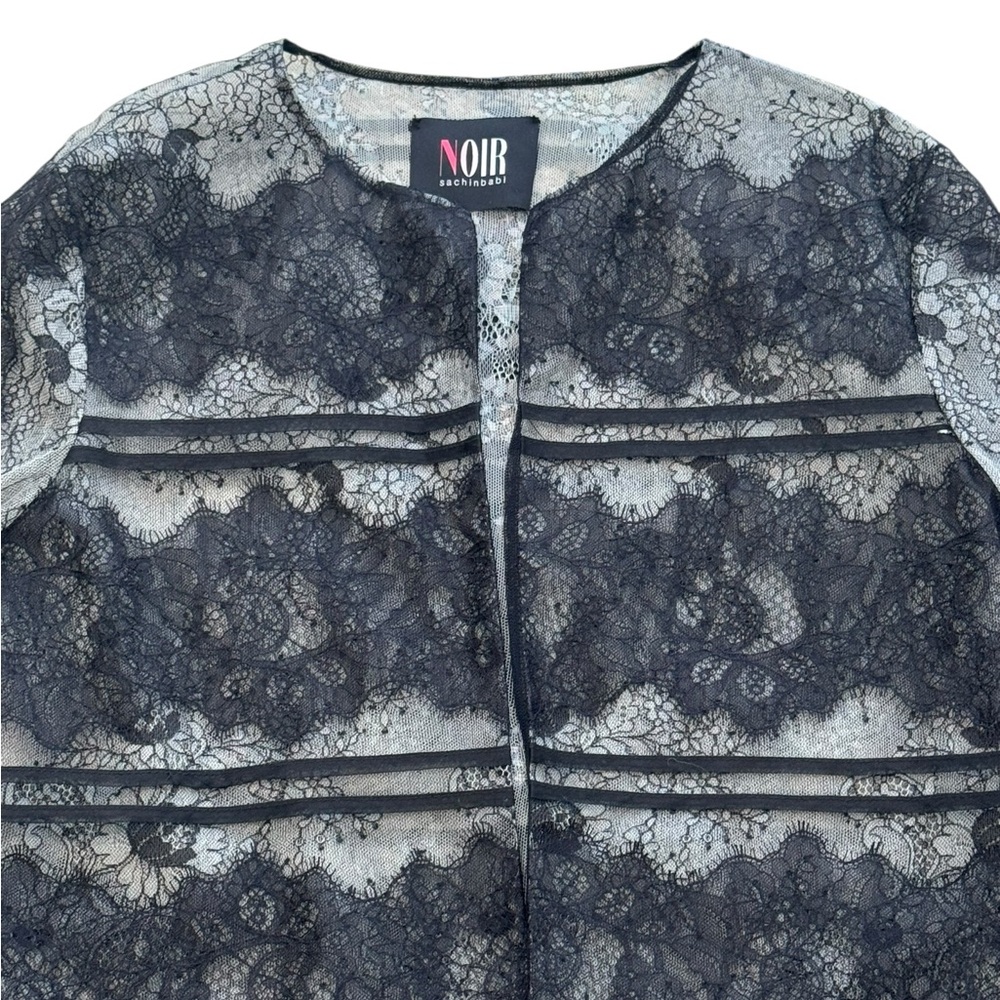 SACHIN & BABI NOIR***Black Lace Long Sleeve Top Jacket***Small $695 - Picture 2 of 3
